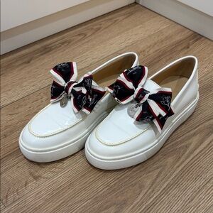 Christian Louboutin White Loafers with Bow Accent 🎀